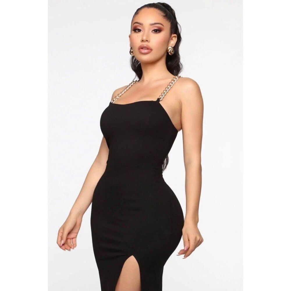 NEW Fashion Nova Black Minimalist Elegant Chic Quiet Luxury Old Money Dress